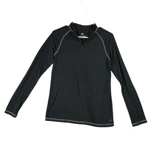REI Base Layer Kids XL (18) Black‎ Long Sleeves Raglan 1/4 Zip Pullover Stretchy